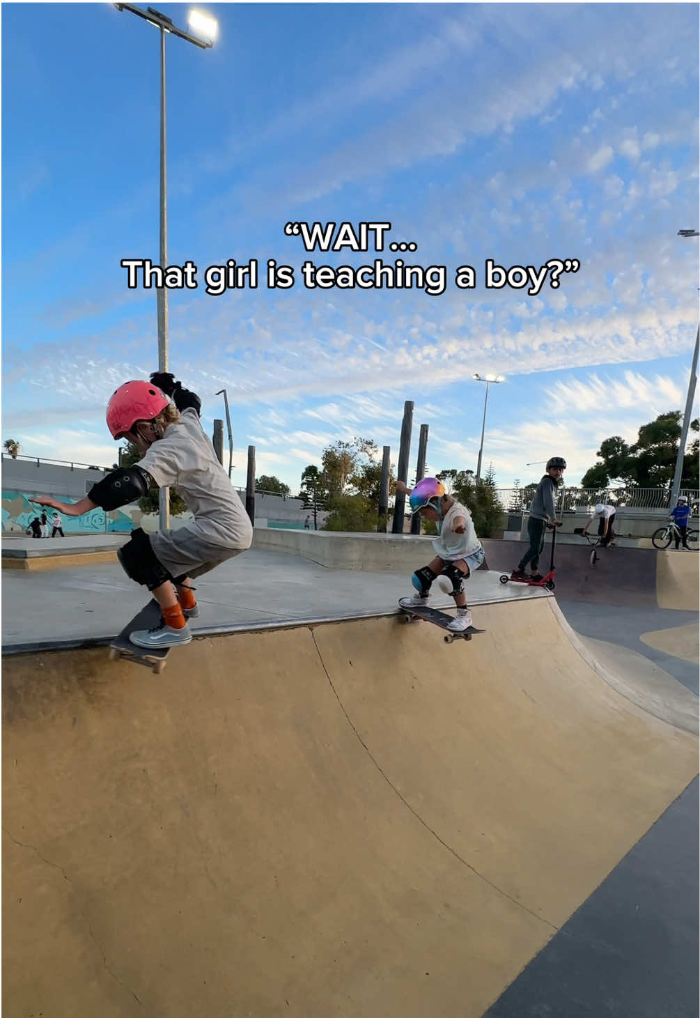 It’s not about Girl vs Boy! Its about mates helping mates and having a great time!! #Skateboarding #skater #skaters #mates 