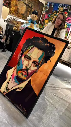 SOLD — heading to its new home. Johnny Depp, by Tonny Baars. Aluminum + mixed media, framed. It has a size of 120 × 80 cm. Edition: 1/1 unique. Statement portrait with that cinematic stare—built to own a wall. DM to join the waitlist. #cjsgalleryonline #johnnydeppart #mixedmediaart #portraitart 
