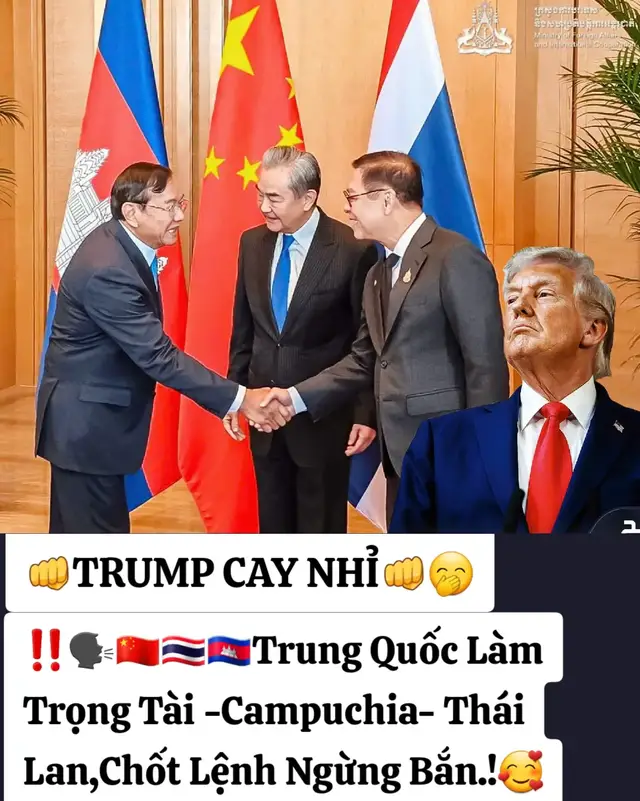 🚨🚨🚨🇨🇳🇹🇭🇰🇭‼️🇨🇳🇰🇭🇹🇭 Trung Quốc - Campuchia - Thái Lan họp ba bên tại Vân Nam. Trung Quốc, Campuchia và Thái Lan đã tổ chức cuộc họp ngoại trưởng ba bên tại tỉnh Vân Nam.  Bắc Kinh cho biết vai trò trung gian của mình đã góp phần đạt được lệnh ngừng bắn giữa Campuchia và Thái Lan.  Các bên đồng thời ra kêu gọi thực thi đầy đủ thỏa thuận, tăng cường xây dựng lòng tin và từng bước khôi phục quan hệ nhằm duy trì hòa bình, ổn định khu vực.‼️