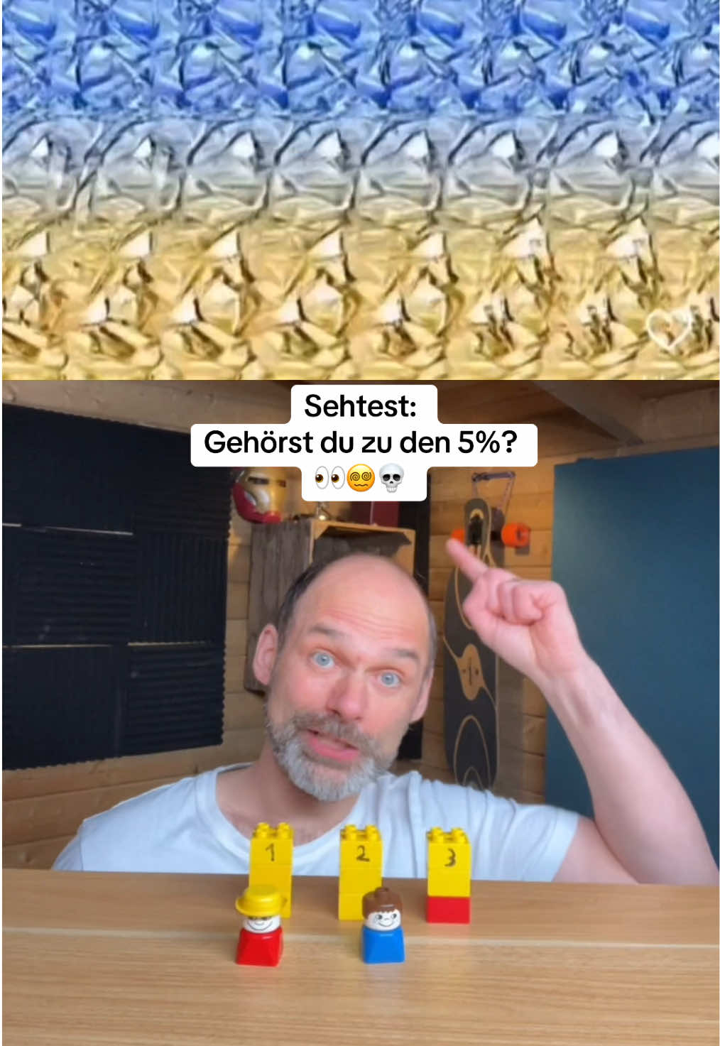 Kannst du das Stereogramm erkennen? Dieser Test, auch bekannt als magisches Auge  kann nicht jeder. Gehörst du zufällig zu den Menschen die ihre Augen absichtlich unscharf stellen können? Natürlich ist das kein medizinischer Test, aber ein spannendes Indiz. Du kannst diese Stereogramme aber auch lernen. Schau zum Beispiel einmal „durch das Bild durch“ oder schiele ein bisschen, um den Effekt zu erhalten.   