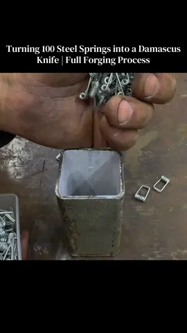 Turning 100 Steel Springs into a Damascus Knife | Full Forging Process #amazing #making #DIY #damascus 