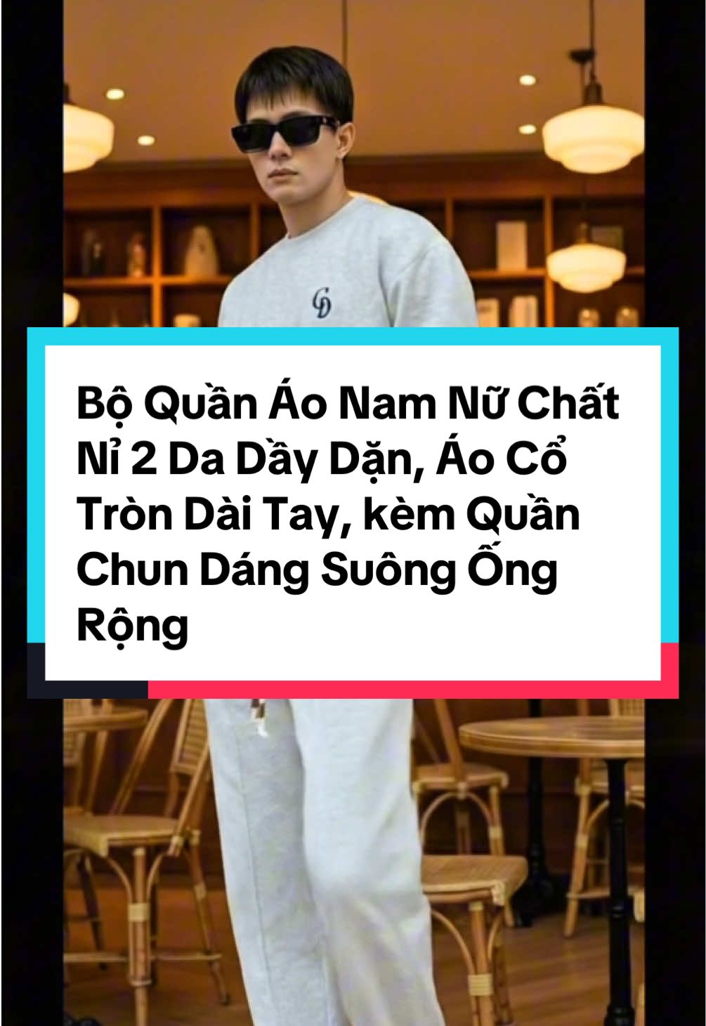 Bộ Quần Áo Nam Nữ Chất Nỉ 2 Da Dầy Dặn, Áo Cổ Tròn Dài Tay, kèm Quần Chun Dáng Suông Ống Rộng #xuhuong #viral #viralvideo #thoitrangnam 