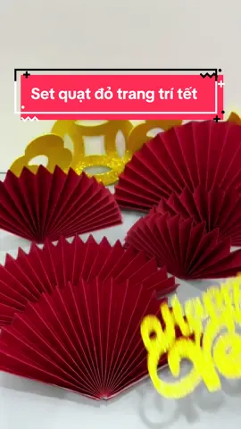 Set 6 quạt giấy đỏ trang trí tết 2026 #setquattrangtringaytet #quatgiaydo #trangtritet #xuhuong #diemdiemne0 