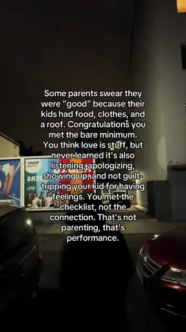 Providing basics doesn’t equal providing love. You can meet needs and still miss the child. Parenting isn’t about what you supplied, it’s about how safe, heard, and valued your kid felt. Showing up emotionally matters more than checking boxes. Connection is the work, everything else is just maintenance. #foryoupage #MentalHealth #fyp #dysfunctionalfamily #nocontact 