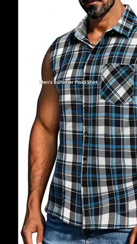 Men's Stylish Summer Plaid Sleeveless Shirt, Flannel Collar, Casual Streetwear, Perfect for Beach Vacations, & Checkered Design #mensunderwear #mensoutfitideas #menoutfit #mensshirts #mensshorts #menslocstyles #mensflannels #menshirts #affordablemensfashion #menspoloshirt