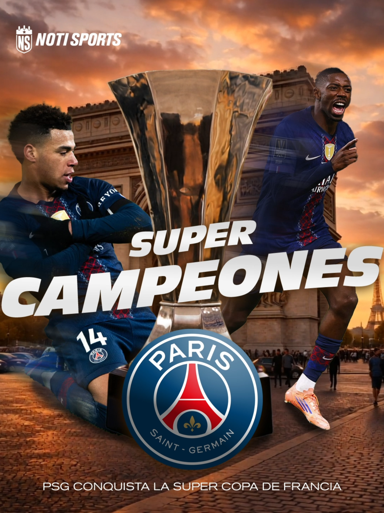 ¡Un nuevo título para el #PSG! 🔵🇫🇷 En la tanda de penales, los de #LuisEnrique superaron al #Marsella y se quedaron con la #Supercopa de Francia 🏆🔥 ¿Cuál será su siguiente trofeo del 2026? #NotiSports