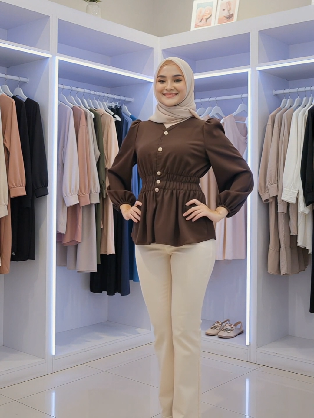 Atasan hijab friendly dengan desain elegan, gampang dipadu-padankan. #outfitideas#outfitinspo#atasanwanita#ootdhijabsimple#blousewanita 