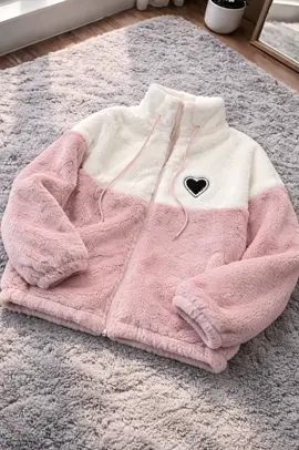 Áo khoác lông cừu,áo khoác nỉ thêu hình trái tym phong cách Hàn Quốc cực chất Hồng Top#aokhoaclong #hottrend #thoitrang #xuhuongtiktok #viral 