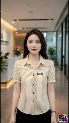 Áo sơ mi nữ kẻ sọc tay ngắn , 