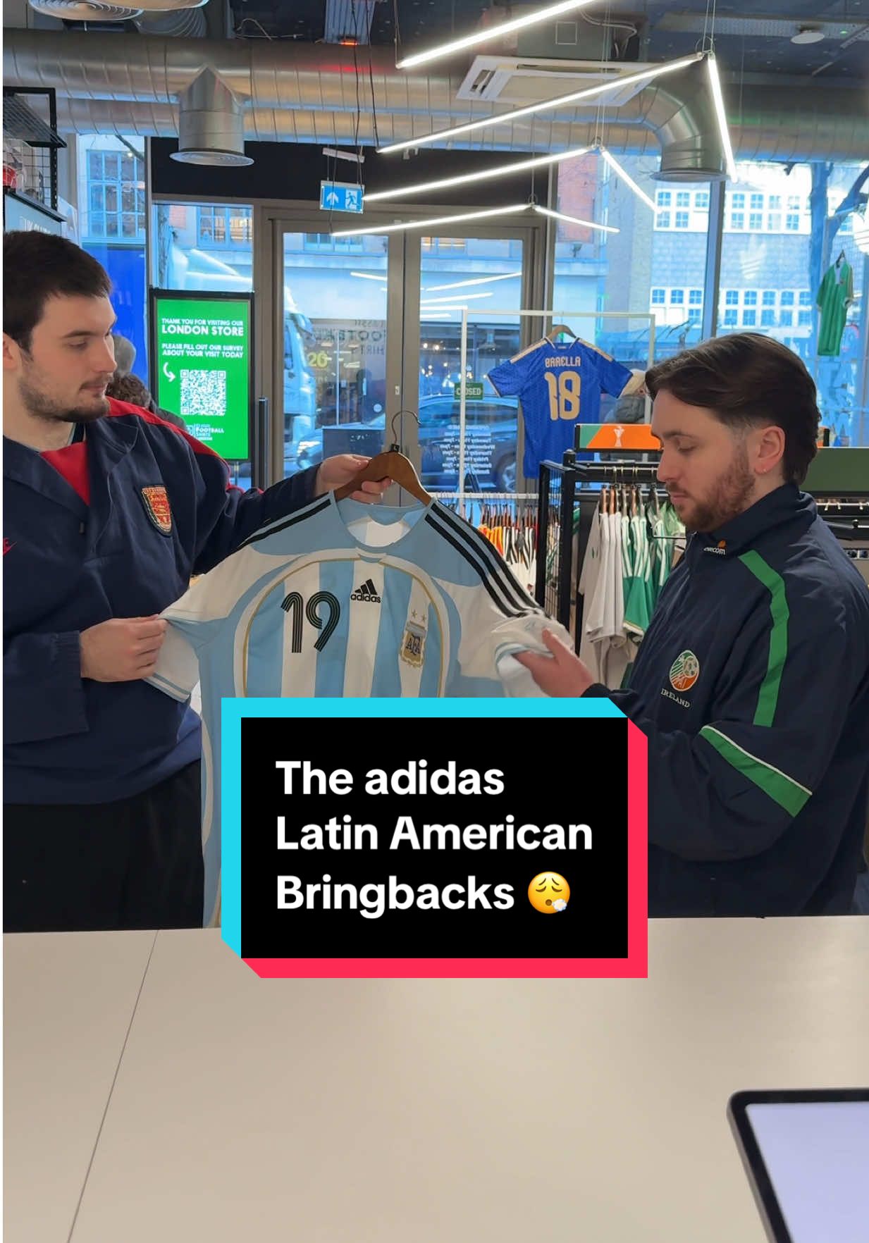 Only joking 🤣 This shirt is so nice that no one needs convincing! 😮‍💨 The Argentina 2006 World Cup Re-issue Shirts from adidas are now available in store! 😍 Come and get yours at 17 Commercial Street, London, E1 6NE 📍