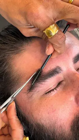 He’s getting eyebrows done after 2 years 🫣  He does have nice eyebrows tho.  . . . . #threading #longhair #fyp #satisfying #nfl 