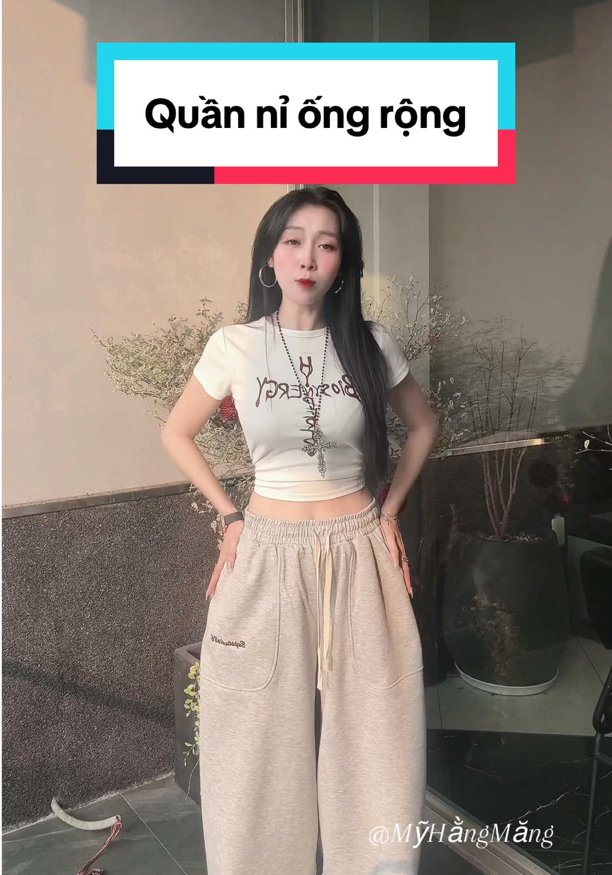 Quầ nỉ ống rộng  #MỹHằngMăng #quanni #quanongrong #thoitrangnu #xh 