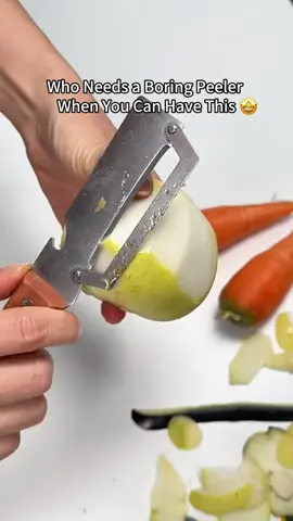 You need this multi-functional peeler at home! It handles both peeling and bottle opening one tool, two jobs! Peeling is fast and easy, plus it comes with a built in bottle opener. Total kitchen BFF! #Peeler #MultiFunctional #KitchenEssentials #BottleOpener