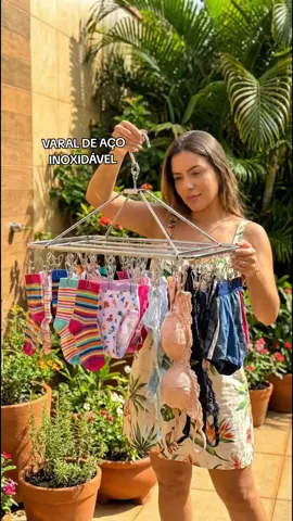 Cabide varal de Aço Inox Dobrável com 40 predendores #tiktokshop #fyp #varal #varal_tik_tok_video 