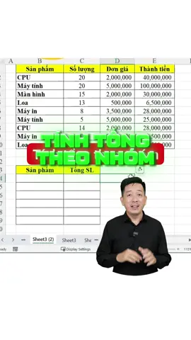 Tính tổng theo nhóm bằng hàm Groupby #LearnOnTikTok #hoccungtiktok #booktook  #daotaotinhoc #tinhocvanphong 