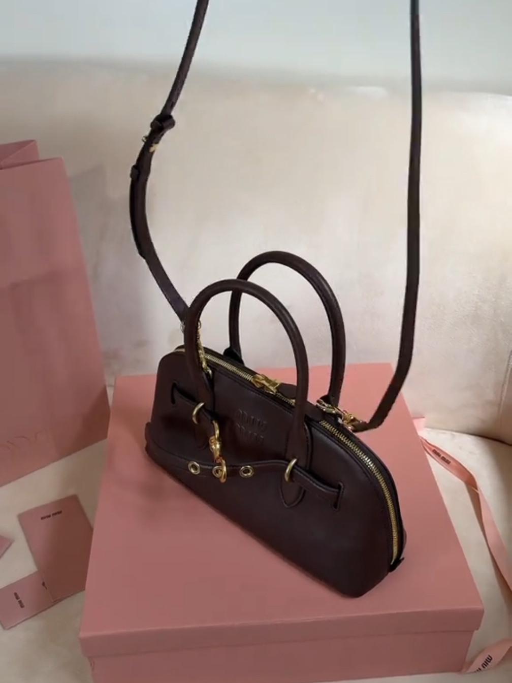 #Unboxing Miu miu aventure top handle Bag 🔗in my bio 