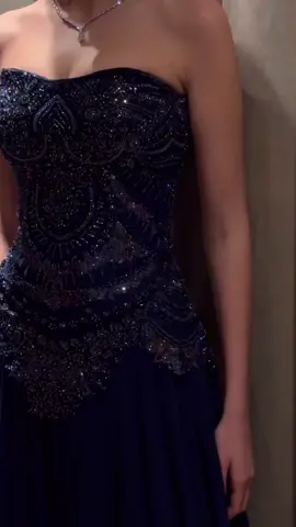 Handmade navy blue corset dress by #alanodalqadi 🪡 #viral #fyp #dresses #weedingdresses 