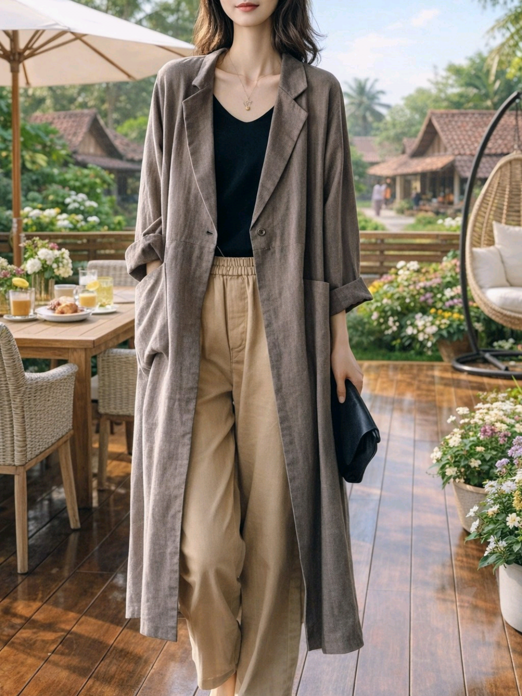 Atika Long Blezer Oversize Polos Murah by Amoera Baju Linen #LongBlazer #OversizeBlazer #BajuLinen #FashionChic #BlazerPolos 
