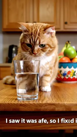 This unhinged cat slowly pushes a glass off the table while making intense, unblinking eye contact with the camera. The level of calculated chaos and zero regret is absolutely diabolical.