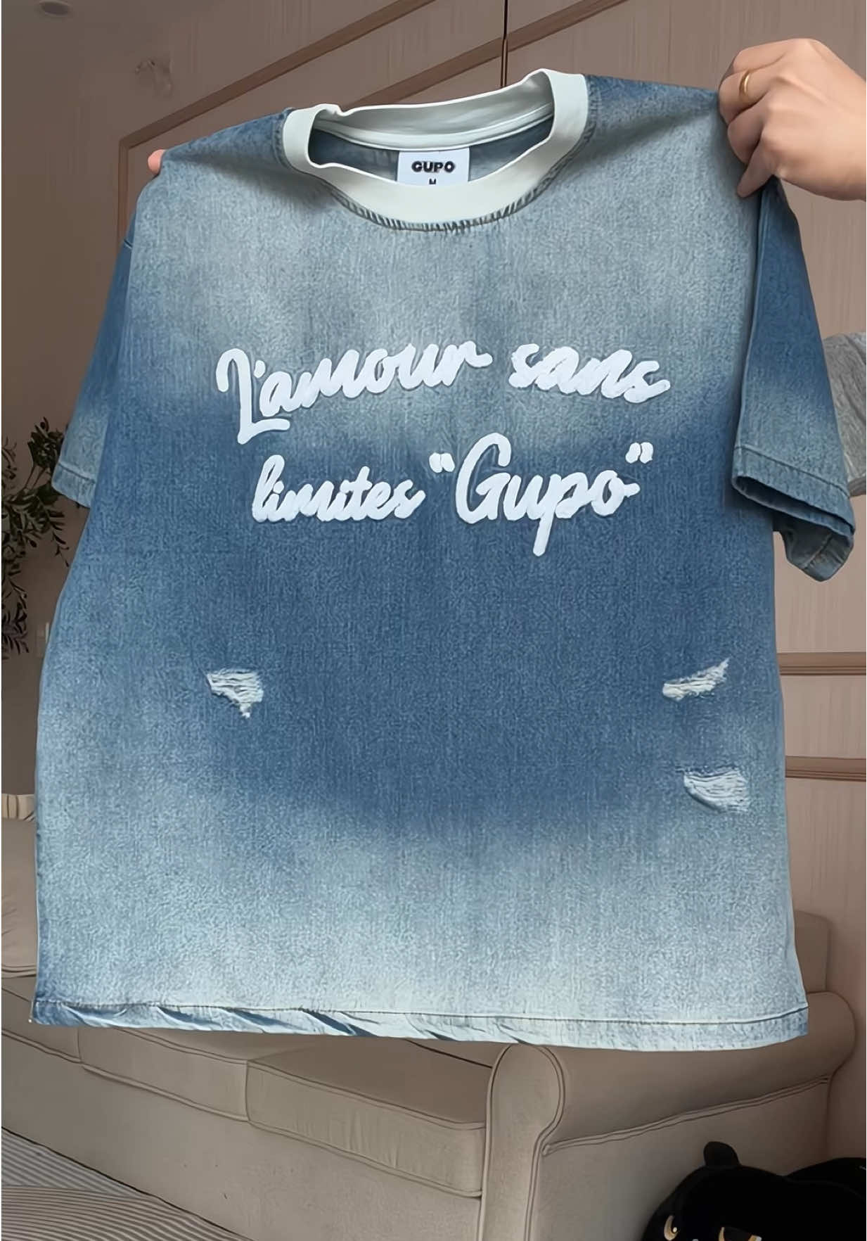 Áo Thun Denim Wash Fomr Boxy GUPO #aothun #xuhuong #phoidoxinh #macdepmoingay #fyp 