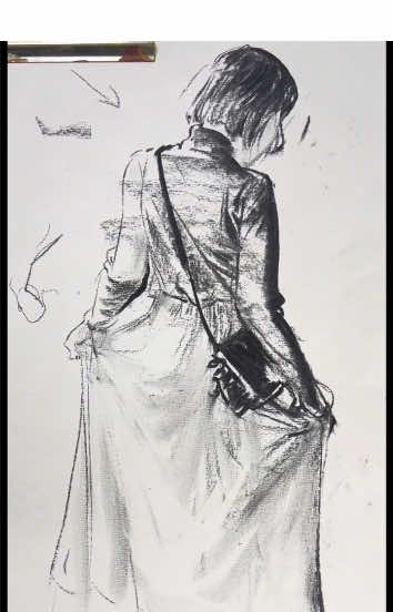 The varying pressure applied with the charcoal pencil creates new relationships of light and shadow ✍️  #sketch #drawing #back #stroke #fypシ 