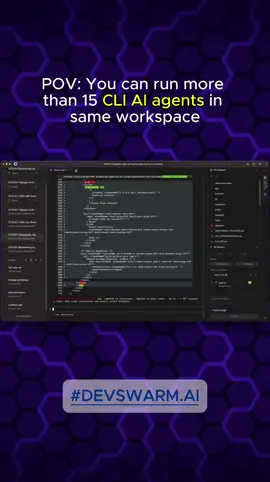 Run 15+ AI coding agents in one workspace. DevSwarm makes it possible—each agent in its own branch, all working in parallel. Try it free → https://devswarm.ai #DevSwarm #HiVECoding #AICoding #ParallelCoding
