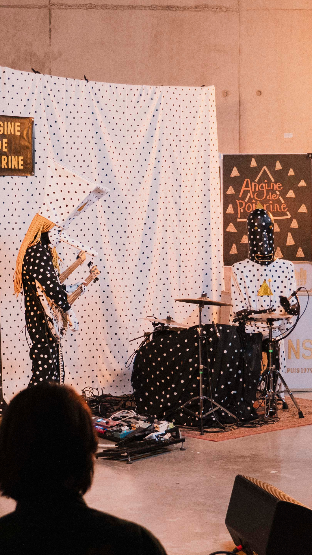 Cloaked in large paper-mâché faces, the Québec-based duo #AnginedePoitrine awaken the ears of listeners with high-energy math rock. Live on KEXP from Trans Musicales, the avant-garde group share a performance of 