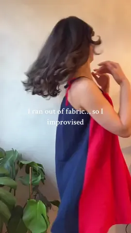 I started this thinking I had just enough red double gauze left… turns out I didn’t 😅 So I used what I had and colour-blocked with navy muslin instead. Same sundress pattern from last year, reworked into the softest little nightdress 🤍 Sometimes the best makes come from improvising  #sewing #sewingtutorial #beginnersewing 