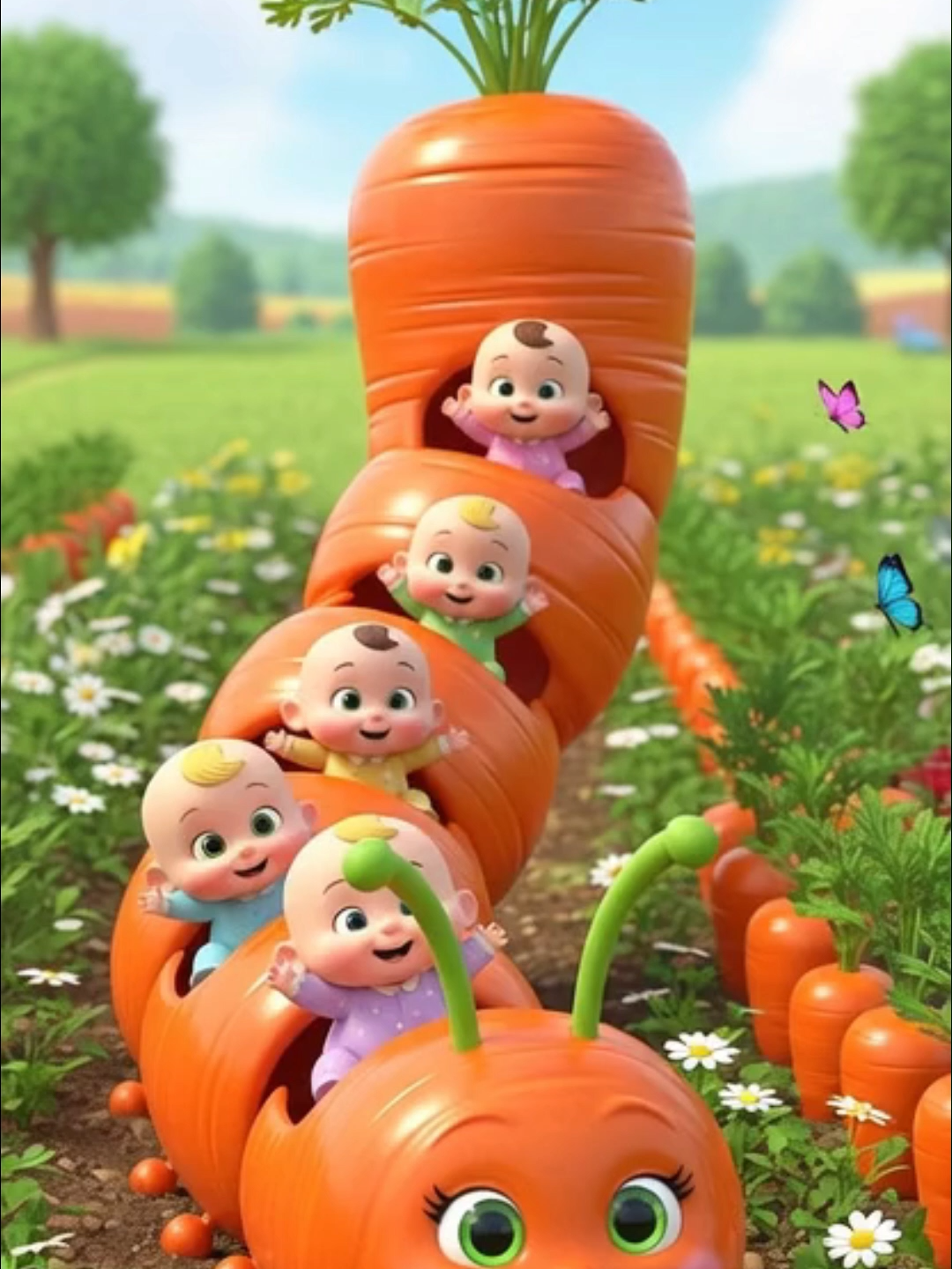 Cute babies riding a magical veggie caterpillar 🥕🐛 Colorful farm, happy vibes & pure kids joy 💖✨#KidsCartoon #CuteBabies #ToddlerVideo #BabyAnimation #KidsTok #CartoonReels #CuteAnimation #FamilyFriendly #KidsContent #ViralKids #PixarStyle #3DCartoon #ColorfulWorld #HappyBabies #ForYou #FYP #FYPシ #UKTikTok #USATikTok