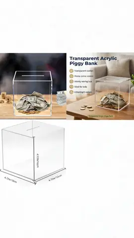 Acrylic Piggy Bank Transparent Money Box, Money Saving Coin Bank for Home Decor, Perfect for Living Room and Bedroom #bathroomfinds #stockingstufferideas #kidscreativity #homegoodsfinds #householditems #jewelrybox #homeessential #dollunboxing #practicalhomegoods #decorativestorage