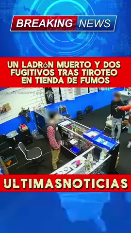 ¡Tiroteo en la tienda de fumos! Empleado se defiende contra cuatro hombres armados. #breakingnews #foryoupage #fyp #news #tk  