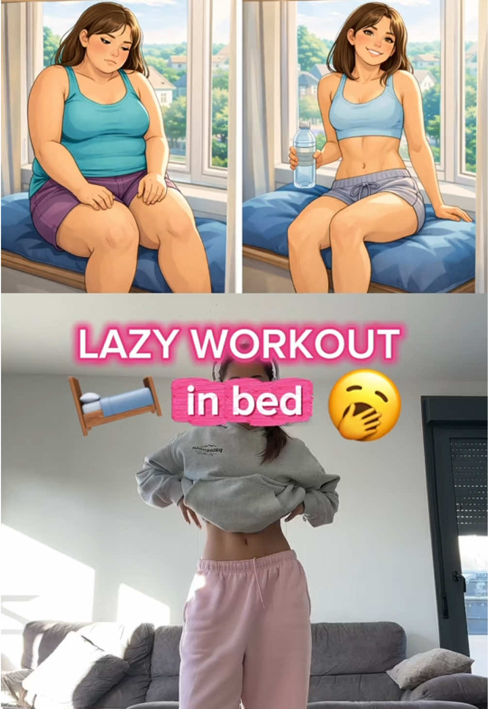 OUR FAVORITE LAZY WORKOUT 🛏️🥱 #challange #lazygirlworkout #fatloss #fullbody 