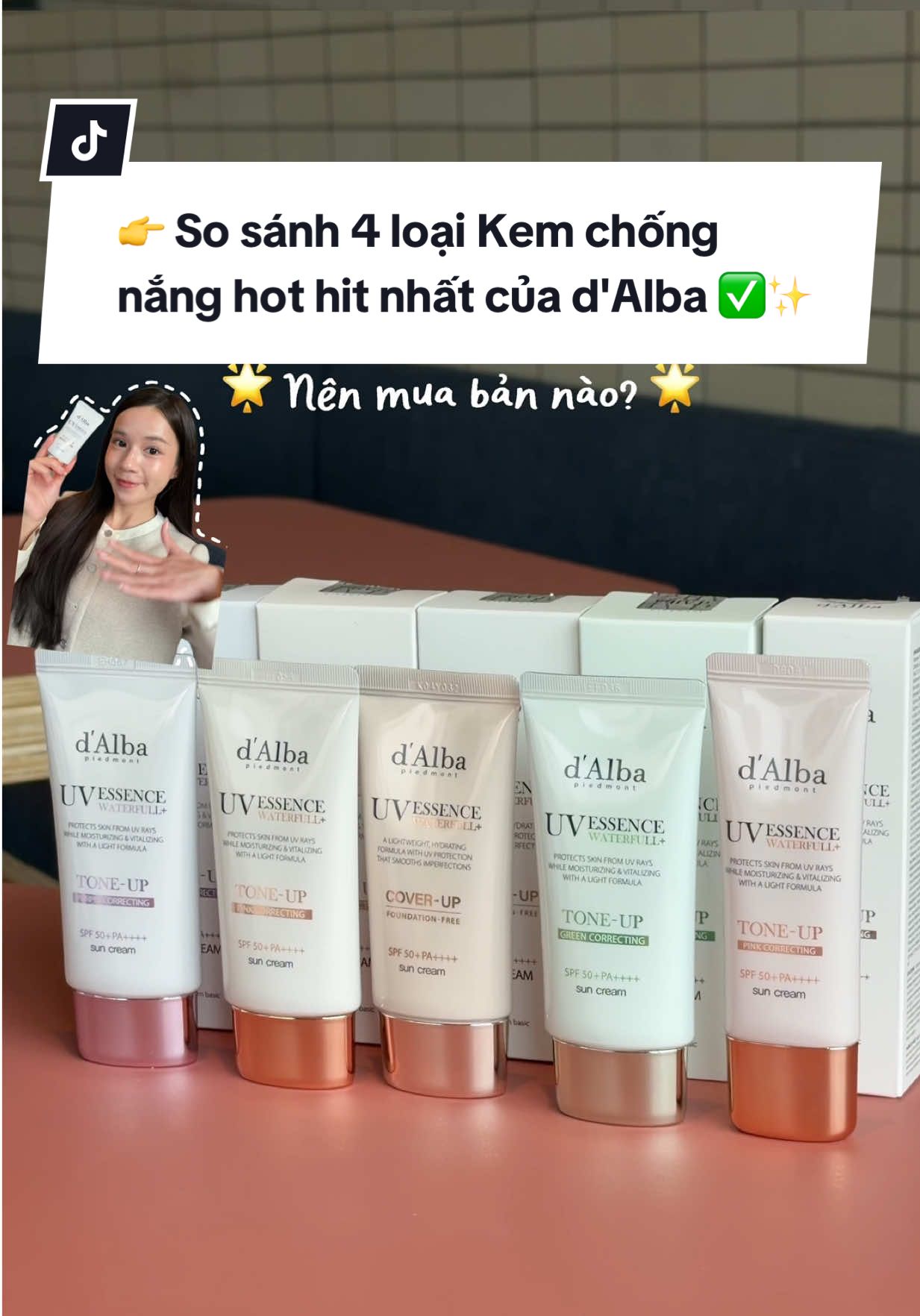 So sánh Top 4 Kem chống nắng d'Alba hot hit nhấtt ✅🤭 Nên mua bản nào taaa??! ✨ #dalbavn #dalbacasa #dalbakcn #kcn #kemchongnang 