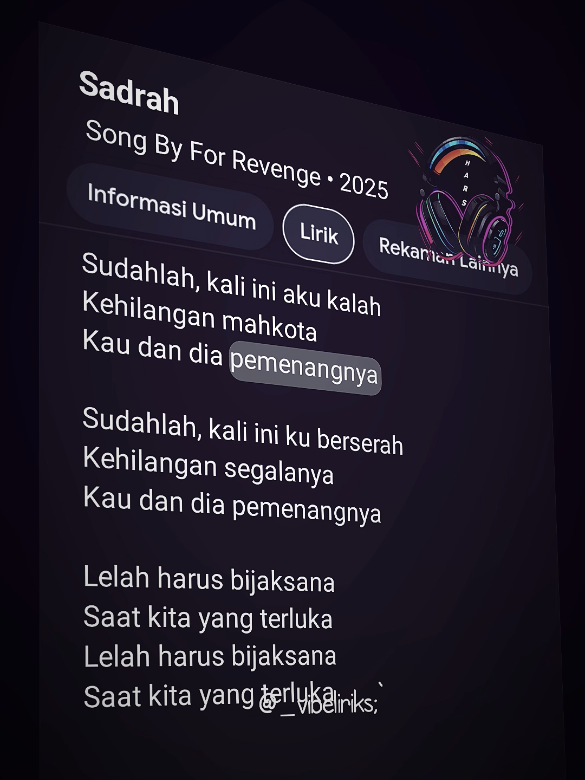 Sadrah🎧🎵 ` ` ` #forrevenge #sadrah #sadvibes #liriklagu #viral 