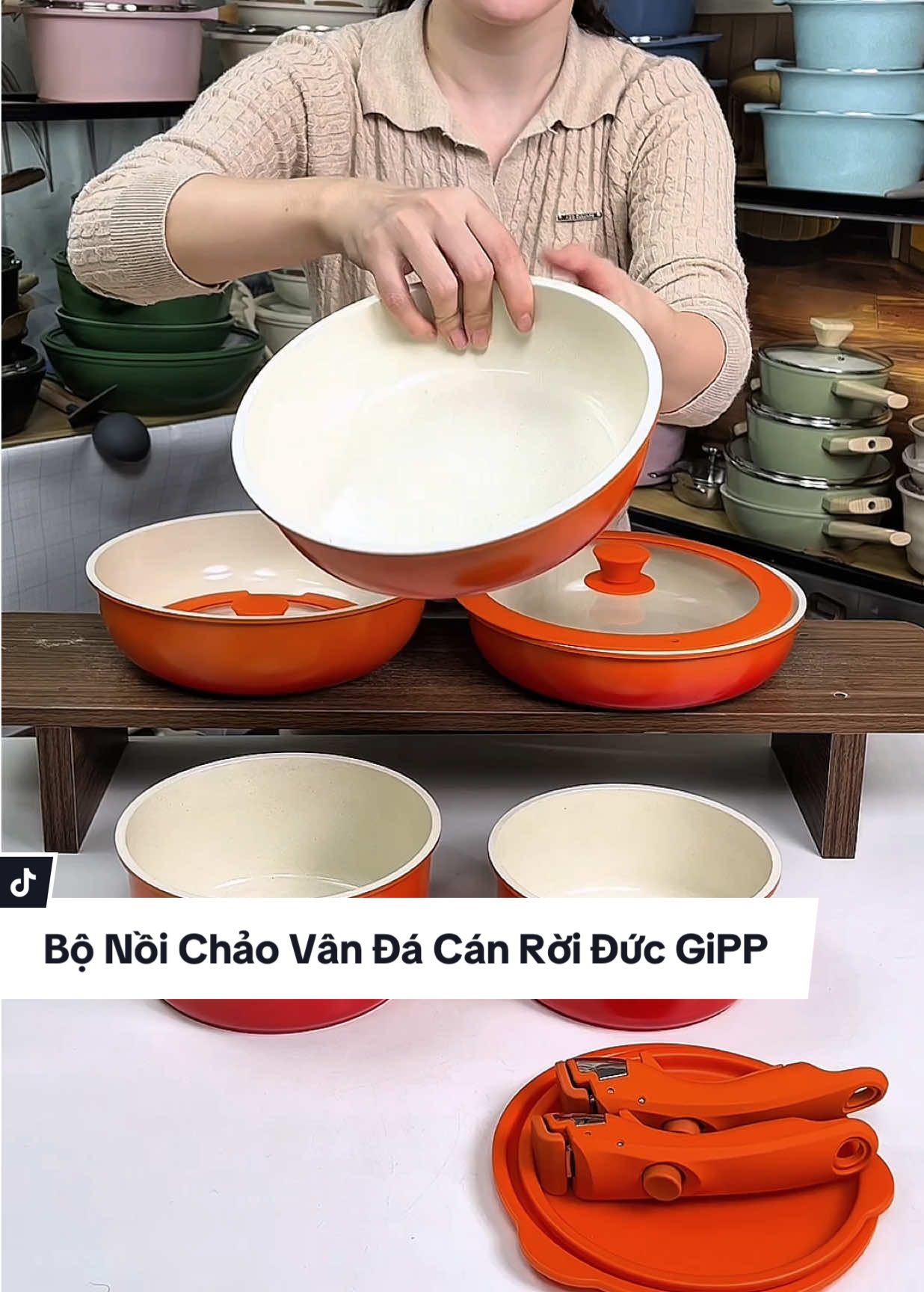 Bộ 5 Nồi Chảo Chống Dính Ceramic Vân Đá Đáy Từ Tay Cầm Tháo Rời Tiện Lợi Thương Hiệu Đức GiPP Màu Sắc Nổi Bật Decor Bếp Siêu Xinh #thuplastic #noichaochongdinh #bonoivanda #bonoibeptu #bonoichongdinh 