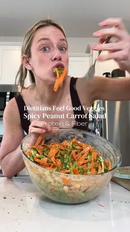 My favorite salads don’t have lettuce and are diced into tiny pieces or long strips using a peeler  A bunch of carrots  Broccoli into tiny pieces  Green onions  Edamame  Spicy peanut dressing  #EasyRecipe #mealprepideas #carrotsalad 
