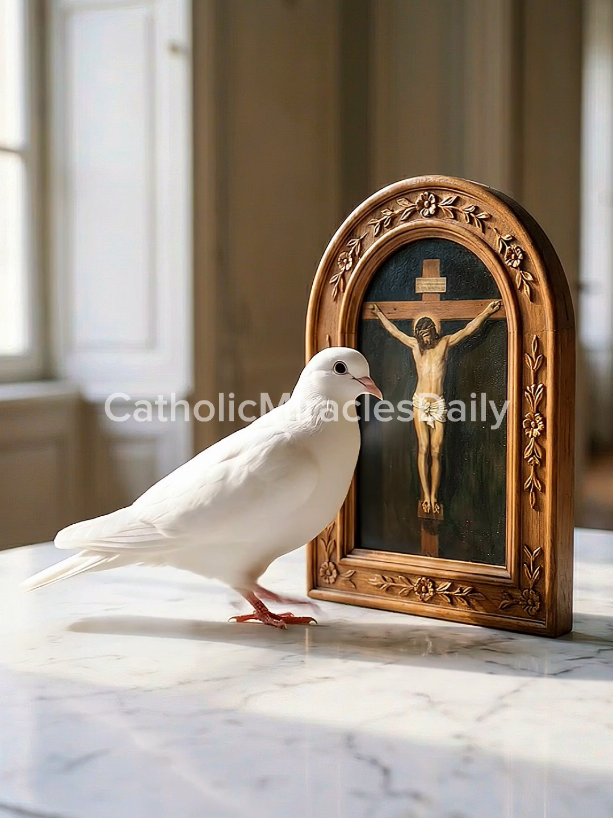 Is this a sign? A dove crying at the Cross... 😱