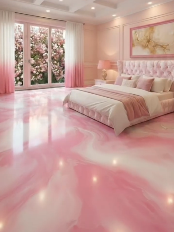 Pink 3D Epoxy Floor Transformation #timelaps #epoxy #3D 