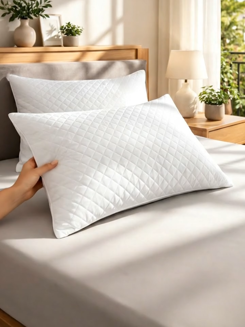 Kit com 2 travesseiros. Tamanho 70 x 50 cm. Fibra antialérgica. Material lavável. Cor branca. Conteúdo da embalagem: 2 unidades. #travesseiro #kittravesseiro #70x50 #cama #quartocasal