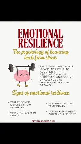 Stress is inevitable. Emotional resilience is choosing how long it stays with you. #NevilleSpeaks #EmotionalResilience #MentalWellness #BounceBack #InnerStrength 