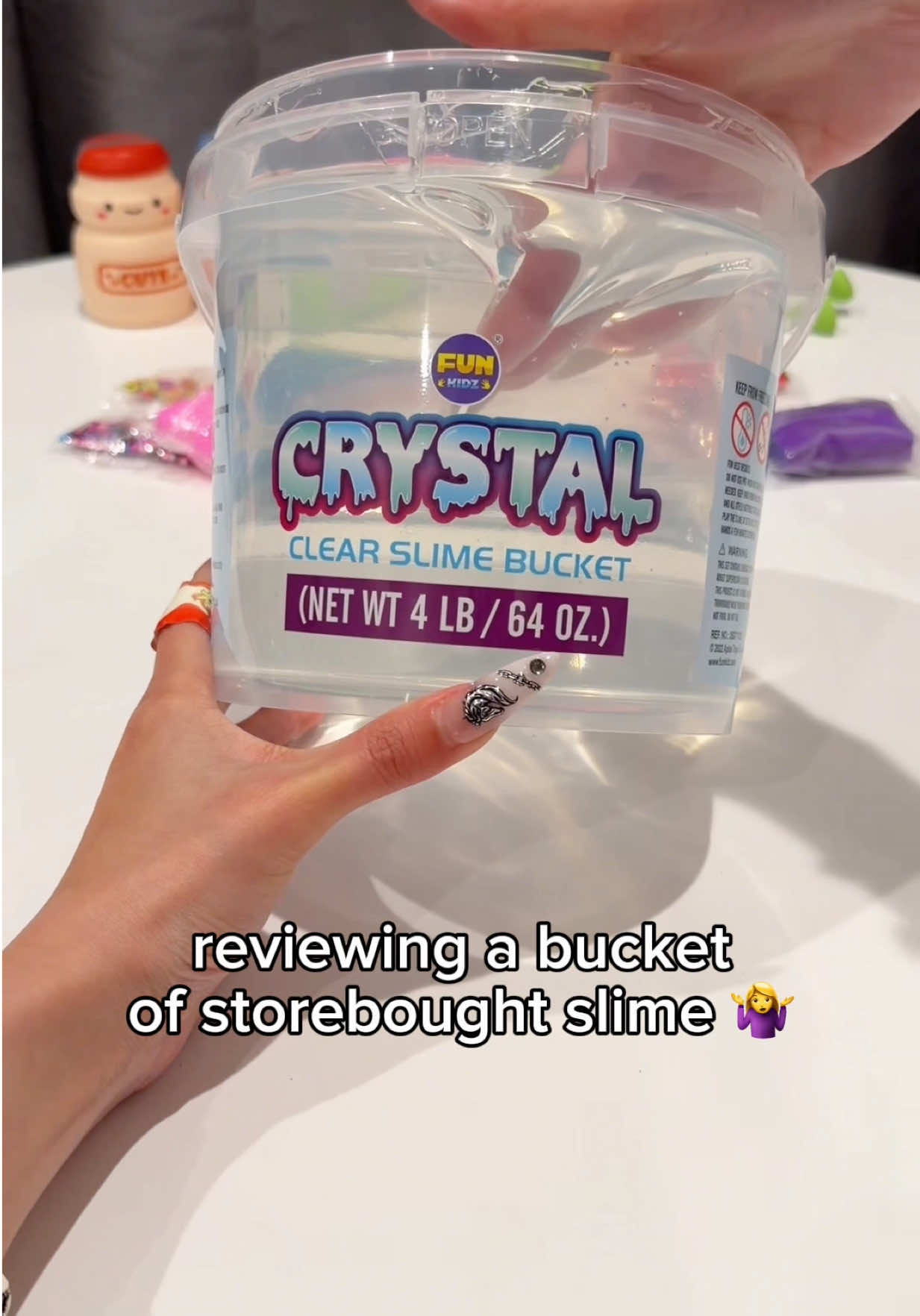 it was pretty while it lasted 🥲 bucket of clear storebought slime review! #slimeasmr #review #satisfying #fail #bad 