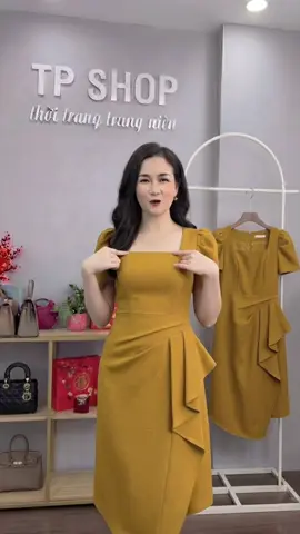 Thiết kế thanh lịch, tay phồng nhẹ che bắp tay cực khéo 👗 Phù hợp đi làm, gặp khách hay tiệc nhẹ cuối tuần. #damdutiec #damcongsoxinh #damlichsu #damdangdai #thoitrangnu