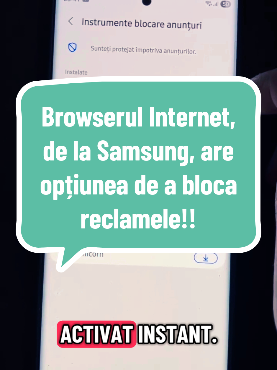 Browserul Internet, de la Samsung, are opțiunea de a bloca reclamele!!