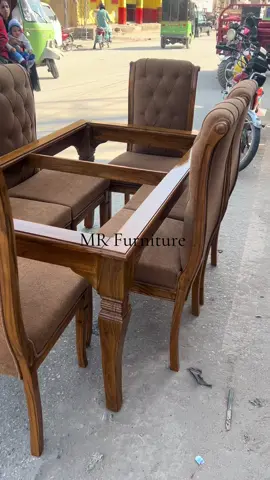 Sold out✅❤️ Dining Table six Chairs set❤️✅ Complete Solid Wood✅ Towel fabric work✅ Colour choice oppotinol✅ Top glass eight mm✅ #solidworks #diningtable #trending #letest #viral @Raja Tabeer Hussain 