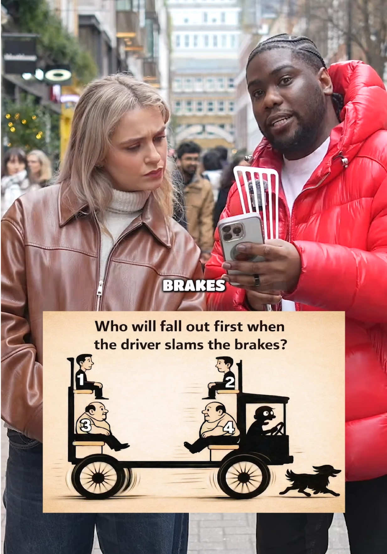 Who will actually fall off first? #streetinterview #brainteaser 