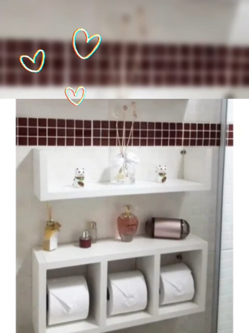 Nicho Prateleira 2 Peças Para Decoração Banheiro MDF Branco. 🔥Link na Bio  #nicho #prateleira #decoracao #banheiro #mdf 