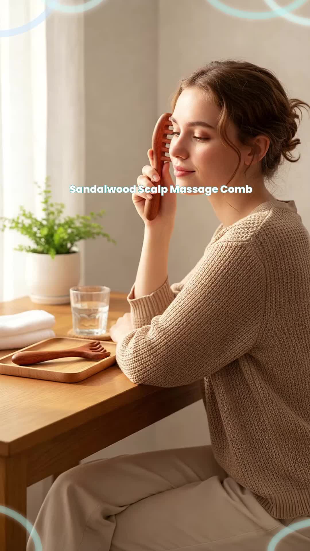 Handcrafted Sandalwood Scalp Massage Comb for Relaxation, Detangling & Healthy Hair Growth. #beautytools #diyhaircare #hairdetangling #hairstrengtheningtips #facialcomb