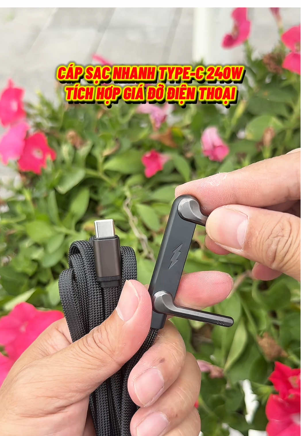 CÁP SẠC NHANH TYPE-C 240W TÍCH HỢP GIÁ ĐỠ ĐIỆN THOẠI GẤP GỌN #capsac #capsacnhanh #daysacdienthoai #daysac #daysacnhanh 