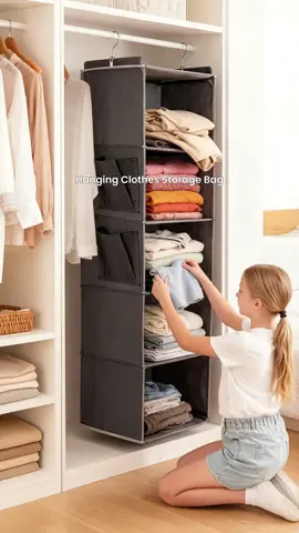 Multi-Layer Hanging Clothes Storage Bag, Space-Saving Closet Organiser with Multiple Pockets, Ideal for Wardrobe Organization & Clothing Management #bedroomfinds #storageorganizer #closetorganizers #underbedstorage #customclosets #laundrybasketorganizer #spacesavingfurniture #springclothinghaul #livingroomstorage #dresserstorage