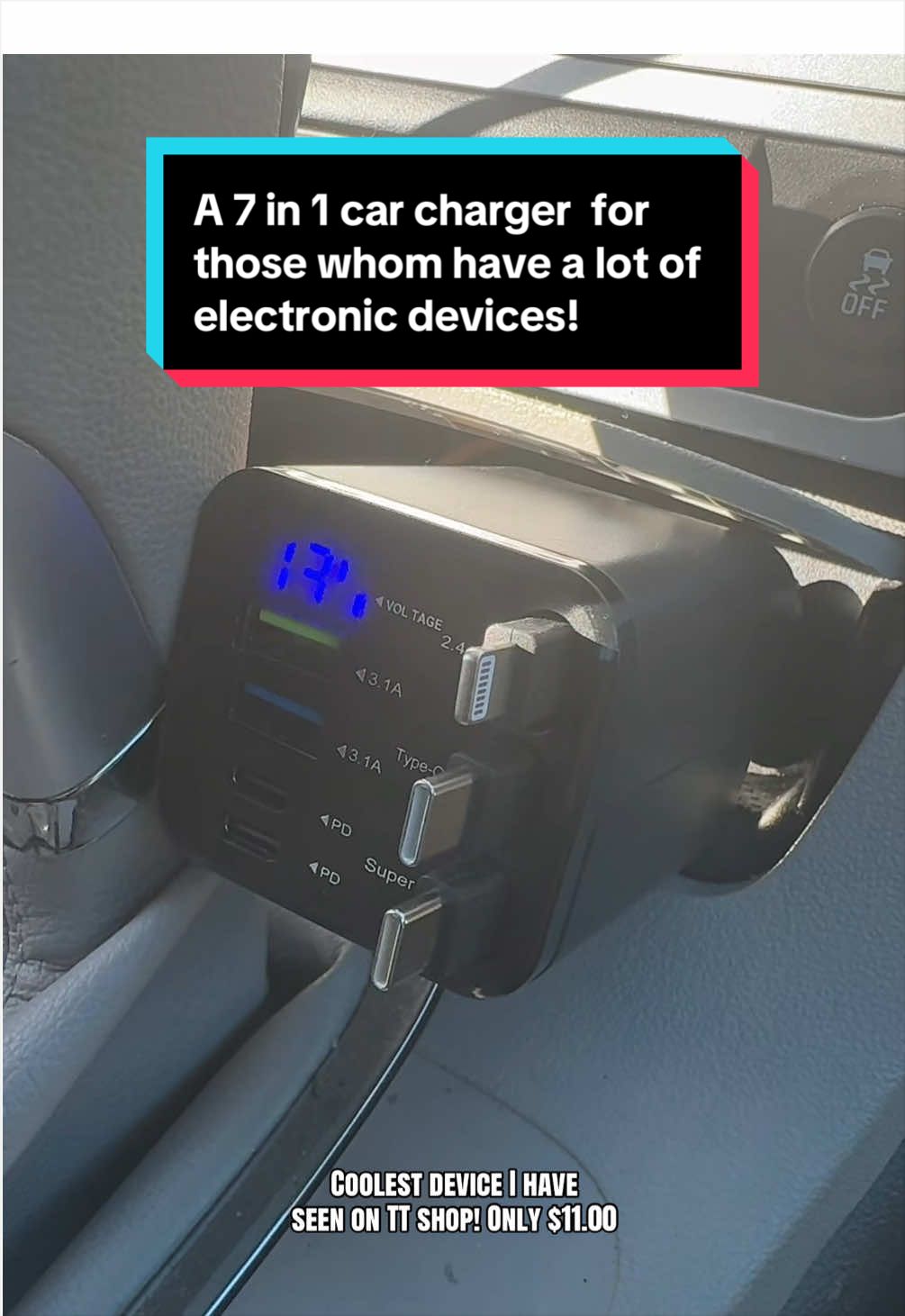 Soo cool! Perfect for caseworkers like me, always on the go! #carcharger #retractable #7in1 #tiktokshop #dualportcharger 